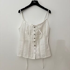 Rouje Damaris Embroidered Lace Eyelet Cotton Strap Top FR36